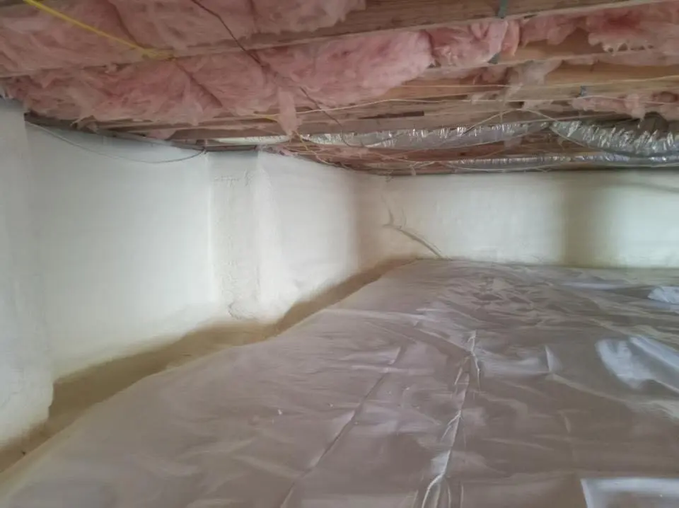 Crawl space encapsulation with closed-cell spray foam for Roof Waterproofing in Homewood